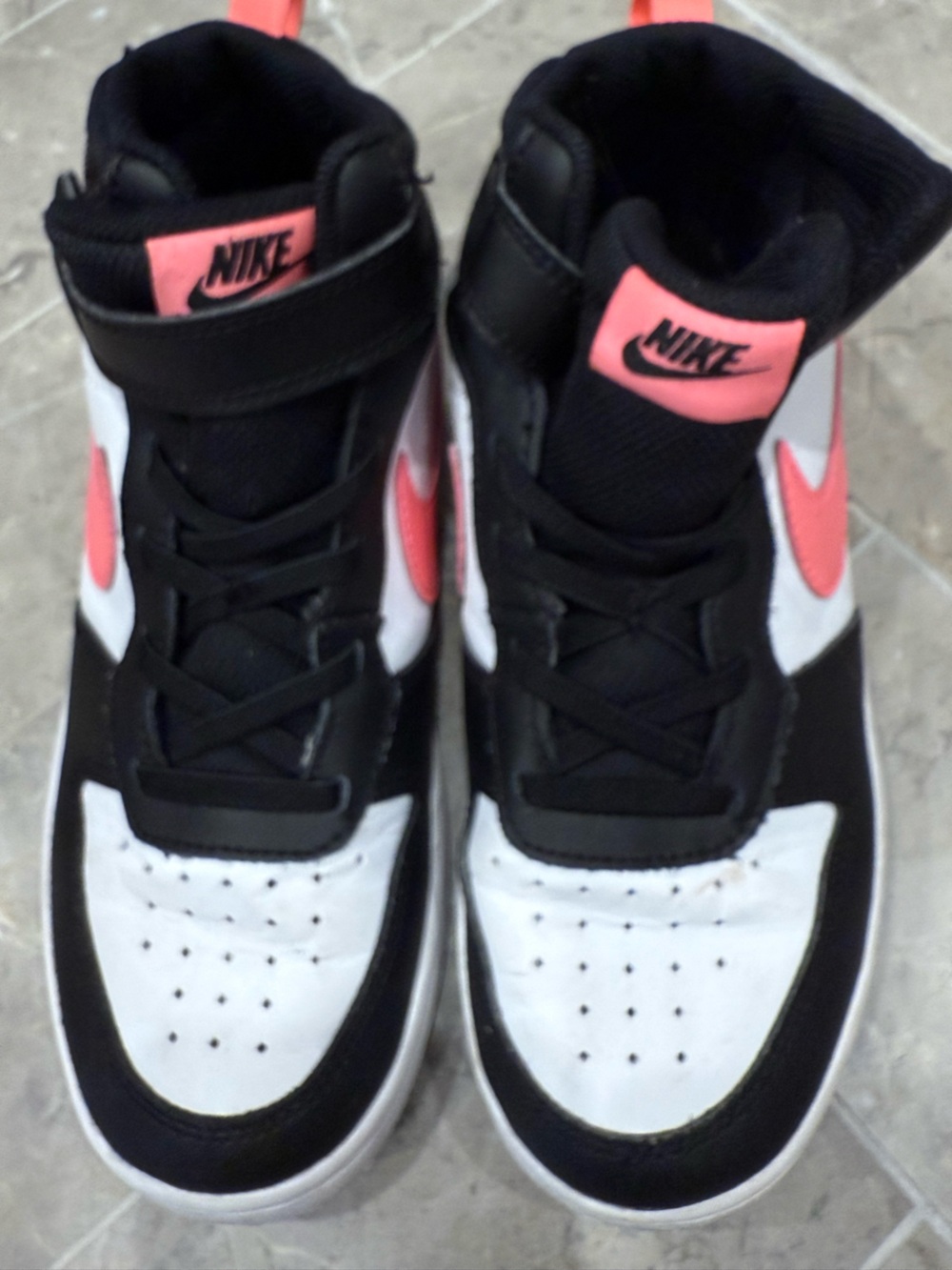 Nike Kids Black, White & Coral High-Top Sneakers